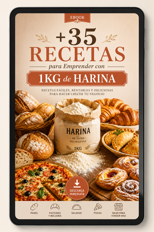 PACK +35 RECETAS PARA EMPRENDER CON 1KG DE HARINA